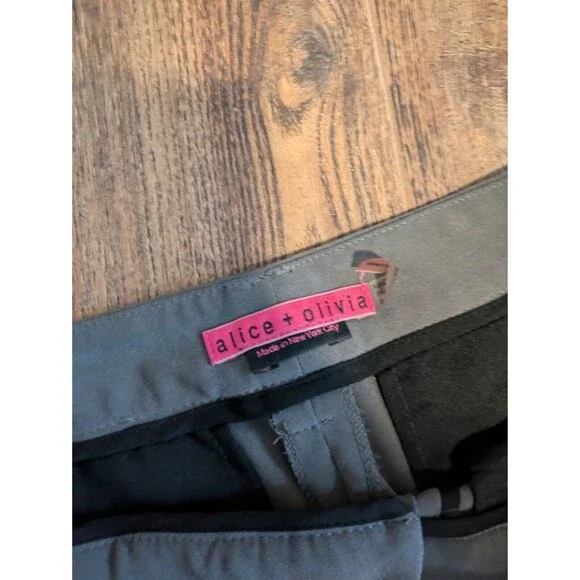 Alice + Olivia Womens Sz 8 Pants Olive Green Stretch Pleated Caree Trousers - Picture 10 of 11